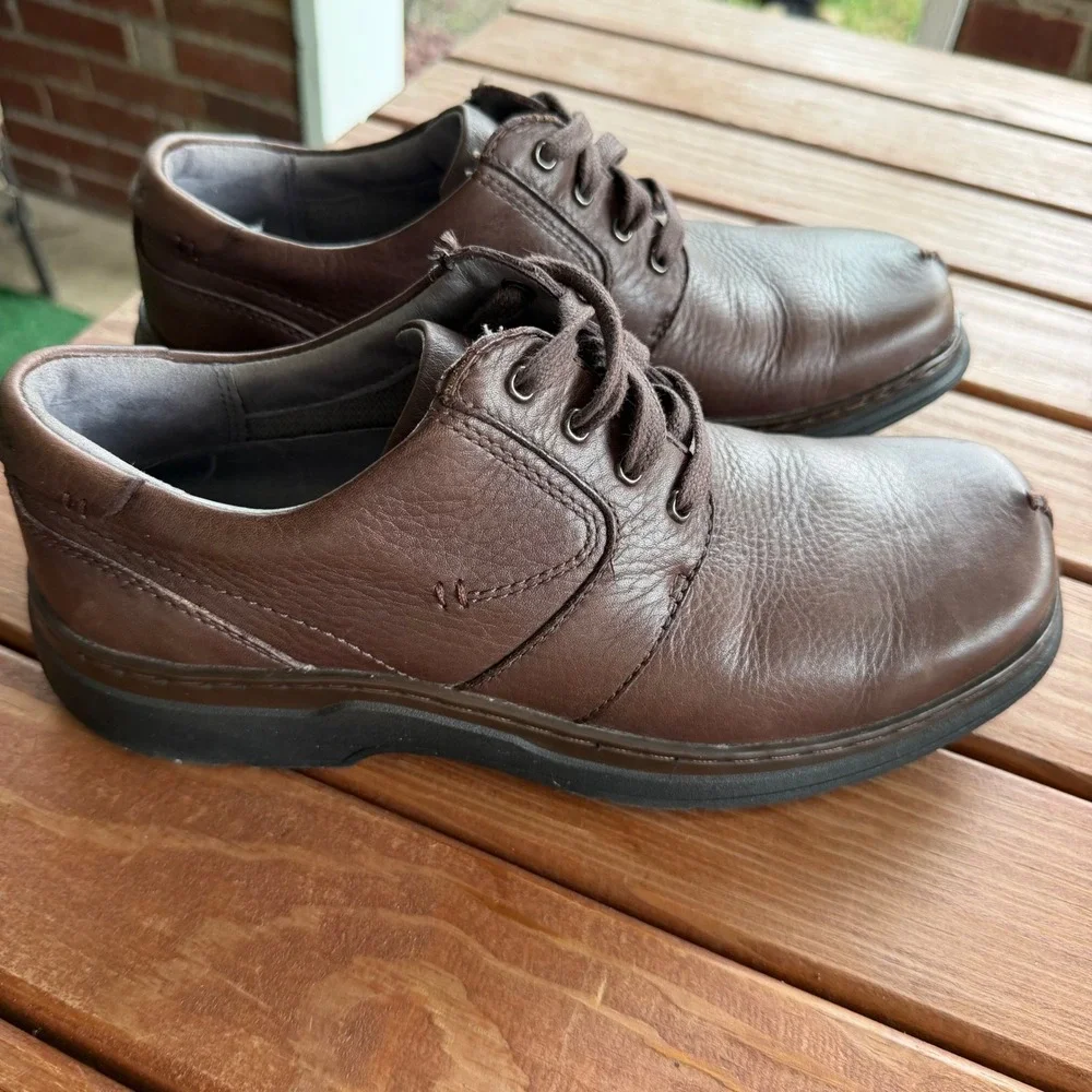 Clarks Unstructured UnSheridan Mens Brown Leather Square Toe Oxford Shoes 9M